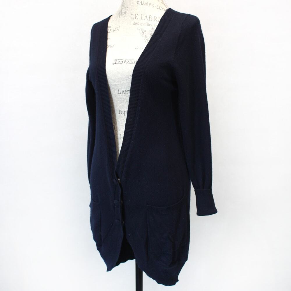Maje Cat silk cashmere blend long navy cardigan sweater pockets T3 medium